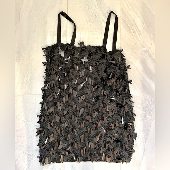 Zara Black Beaded and Sequin Mini Dress Size L - Picture 1 of 2